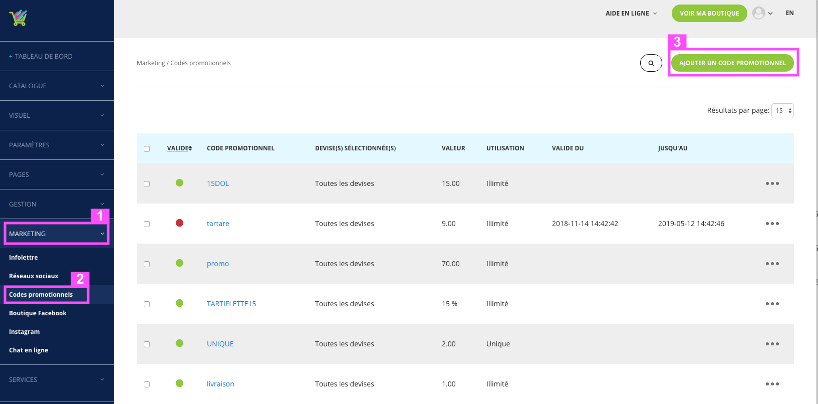Comment creer un code promotionnel sur votre boutique en ligne Panierdachat